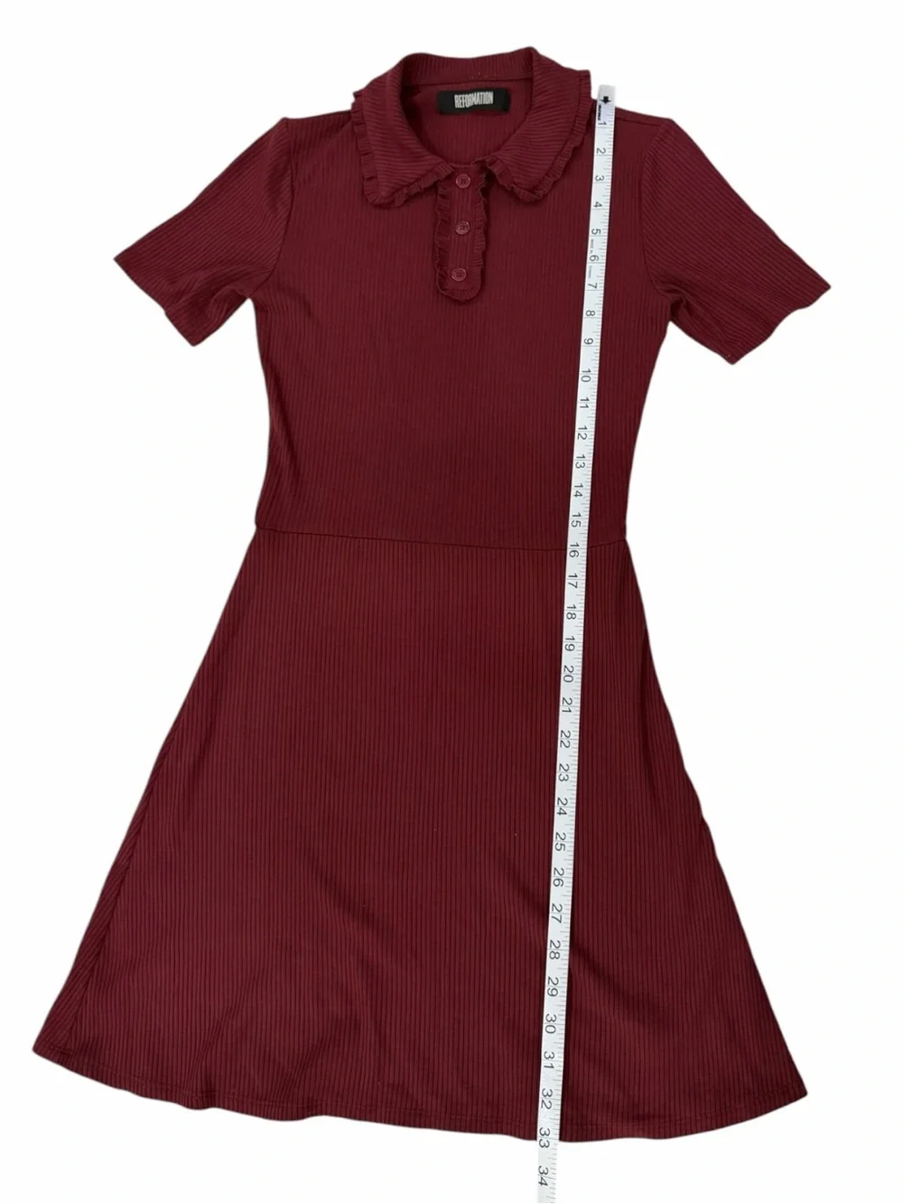 Reformation Wimbledon Knit Tennis Dress Garnet Red Size S